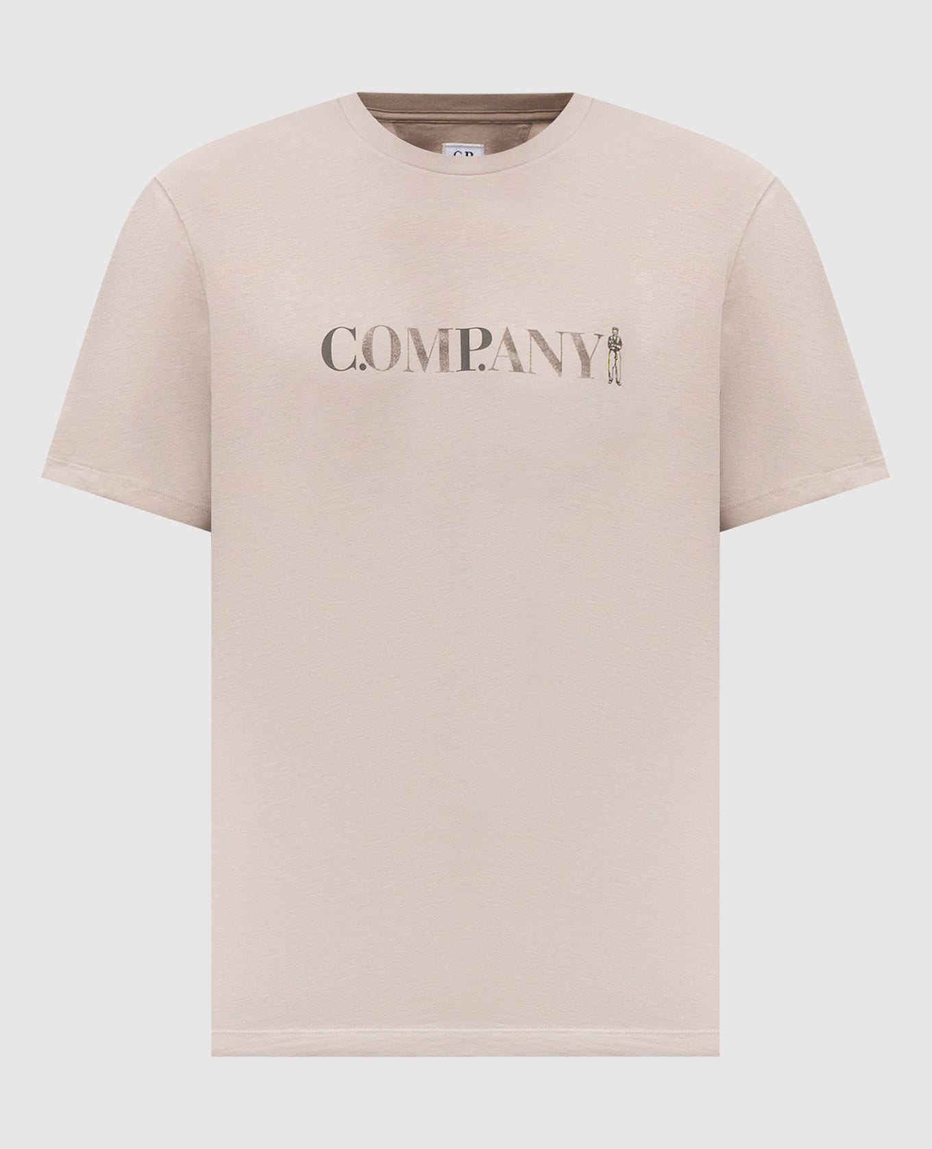 Бежевая футболка с эмблемой