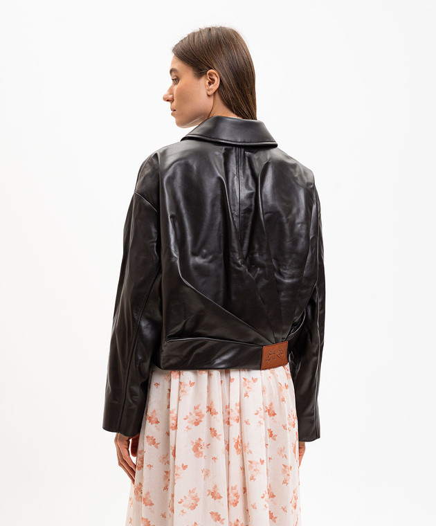 Babe Pay Pls Коричневая кожаная куртка с патчем логотипа 2530NATUREL изображение 4