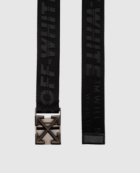 Off-White Черный ремень с тканым узором логотипа OWMRB03F26FB01
