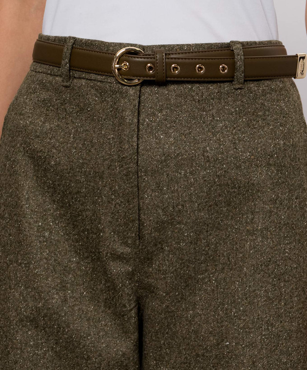 Max Mara Брюки GIOIA хаки с шерстью и шелком MSTGIOIA изображение 5