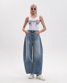 Vetements Белая майка в рубчик с принтом MH27TT214W