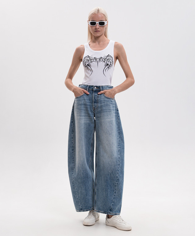 Vetements Белая майка в рубчик с принтом MH27TT214W изображение 2