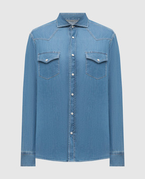 Brunello Cucinelli Джинсова сорочка синього кольору MR6834008