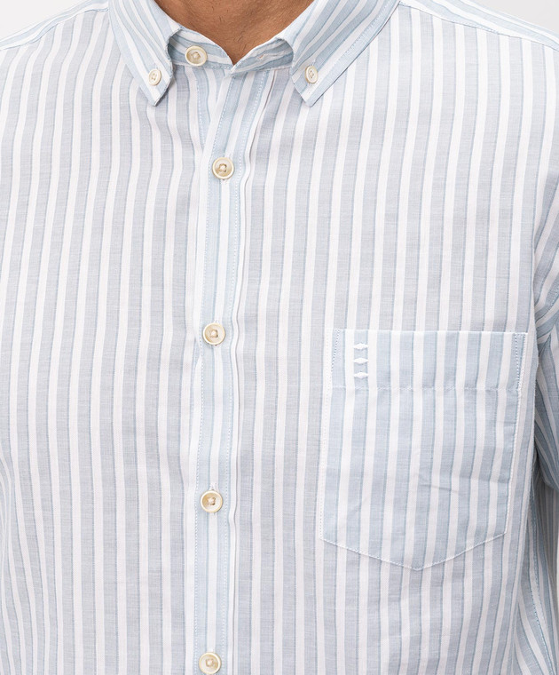 Florentino Рубашка с леном в полоску 126720611851 изображение 5