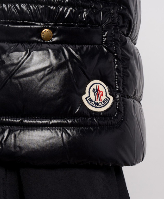 Moncler Чорний пуховий жилет з нашивкою логотипа L20931A00015597Z8 зображення 5