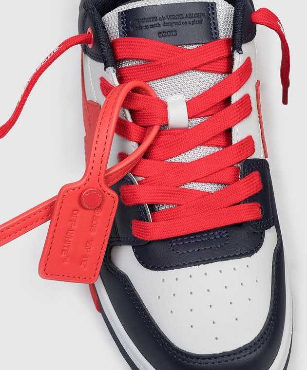 Off-White Детские синие кожаные кроссовки Out Of Office OBIA011S26LEA001 изображение 5