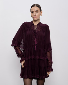 Twinset Фиолетовое платье с вышивкой 252TS2296