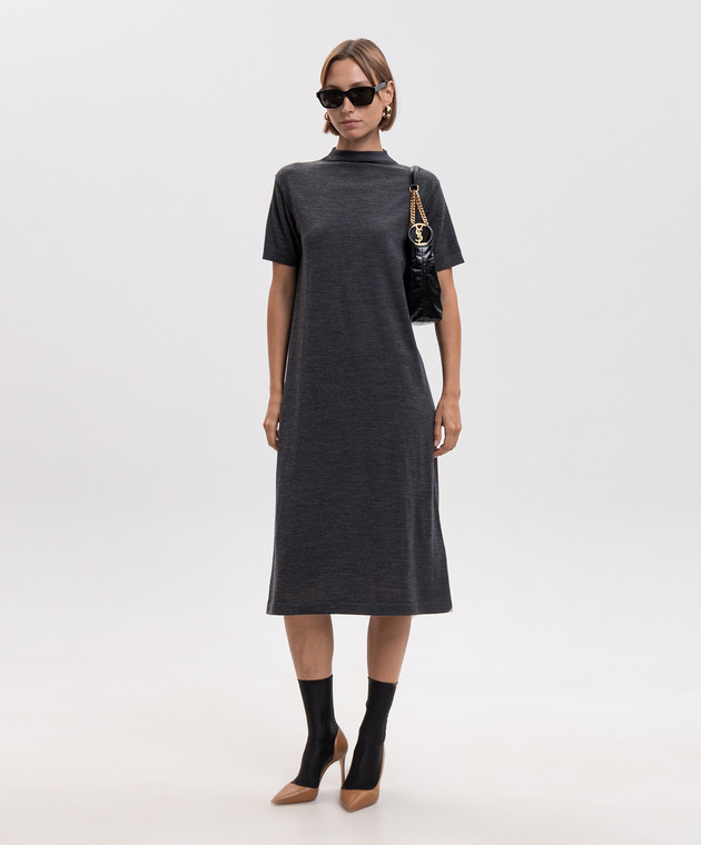 Jil Sander Сіра сукня міді з вовни J02CT0608J14857 зображення 2