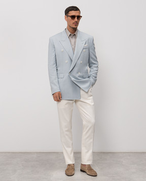 Dolce&Gabbana Блакитний двобортний піджак G2WJ2TFU9AW