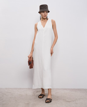 Brunello Cucinelli Белое платье с леном MH126A4812