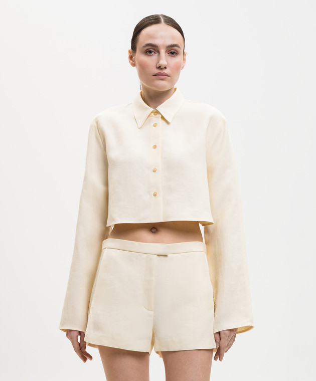 Khaite Желтая укороченная рубашка Fritz из льна 2464218 изображение 3