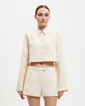 Khaite Жовта укорочена сорочка Fritz з льону 2464218