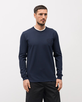 Dolce&Gabbana Синій лонгслів з вишивкою логотипа G8SW5ZHU7WZ