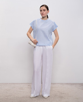 Peserico Голубая футболка с леном с цепочкой мониль S06416J00D03036