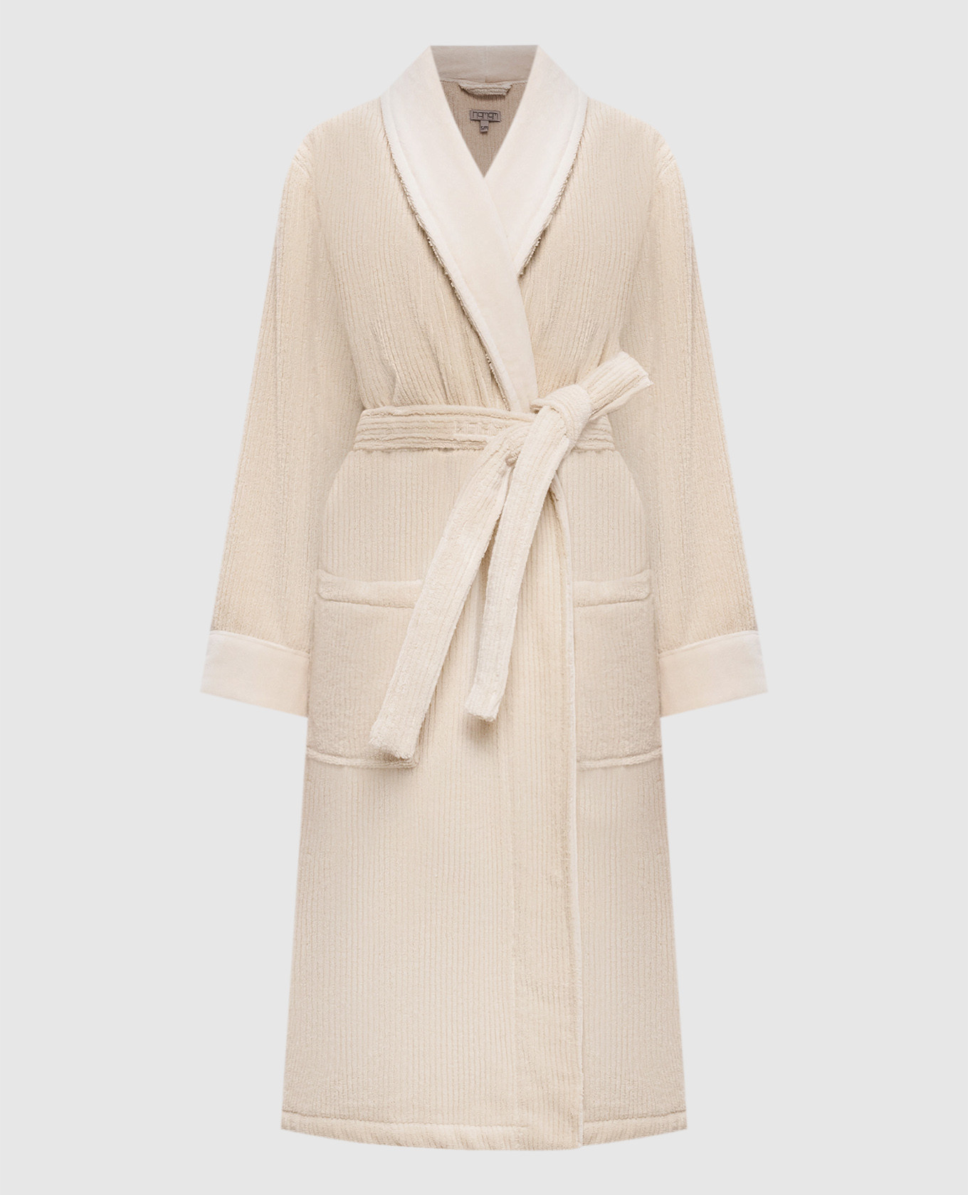 Бежевый махровый халат Raya