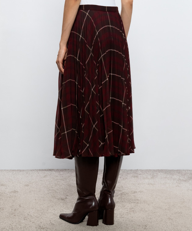 Max Mara Бордовая юбка STPAGANO в клетку MSTPAGANO изображение 4