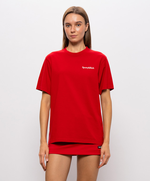 Sporty & Rich Червона футболка з принтом напису TO11985300RE15 зображення 3