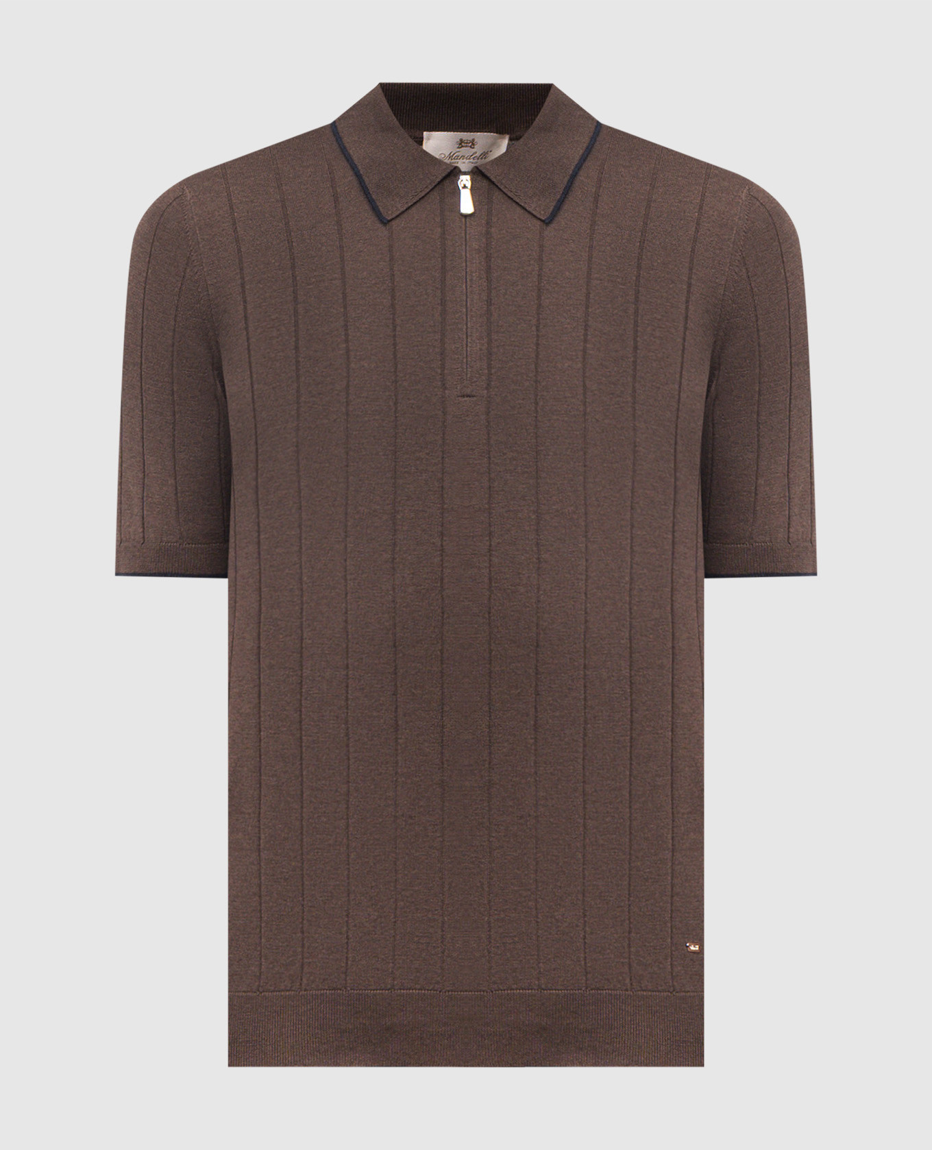 Коричневое поло из шелка