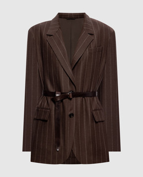 Brunello Cucinelli Коричневый жакет из шерсти в полоску MG5547438P