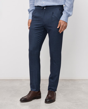 Enrico Mandelli Сині штани з вовною, шовком та льоном GYM02B6043