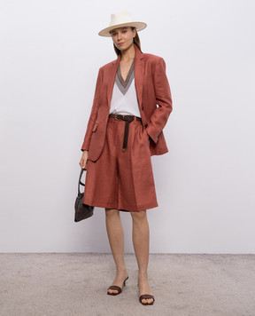 Brunello Cucinelli Терракотовые бермуды из льна MH527P9183