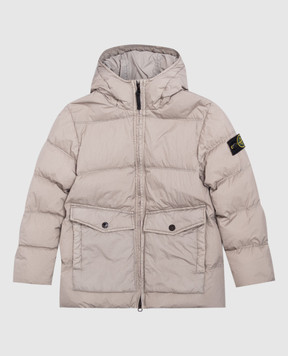 Stone Island Дитячий сірий пуховик з патчем логотипа L2S164100012S0A2314