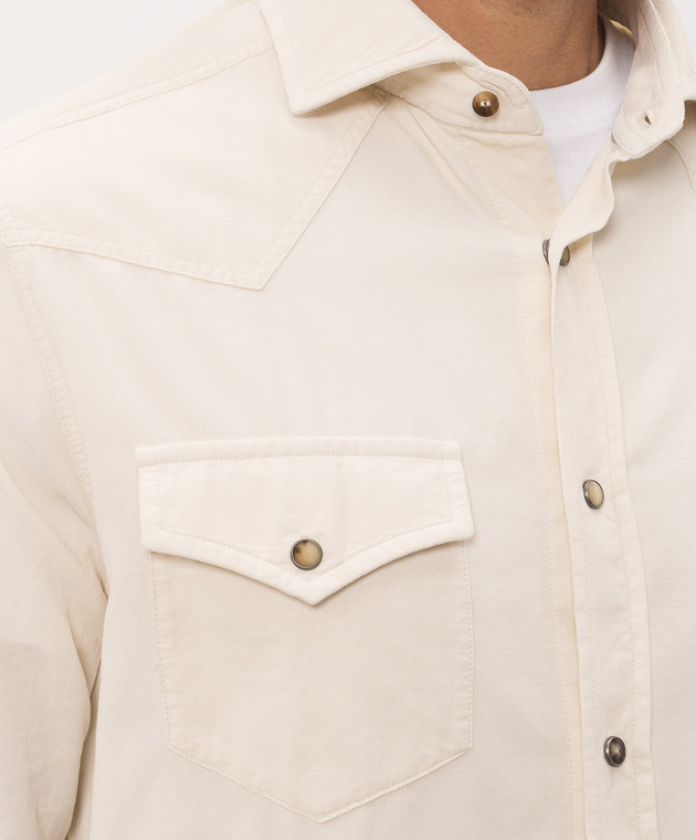 Brunello Cucinelli Вельветовая рубашка цвета айвори ML6884008 изображение 5