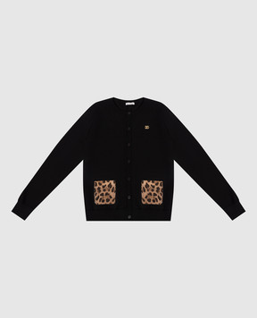 Dolce&Gabbana Дитячий чорний кардиган з вовни L5KWN7JDVGJ