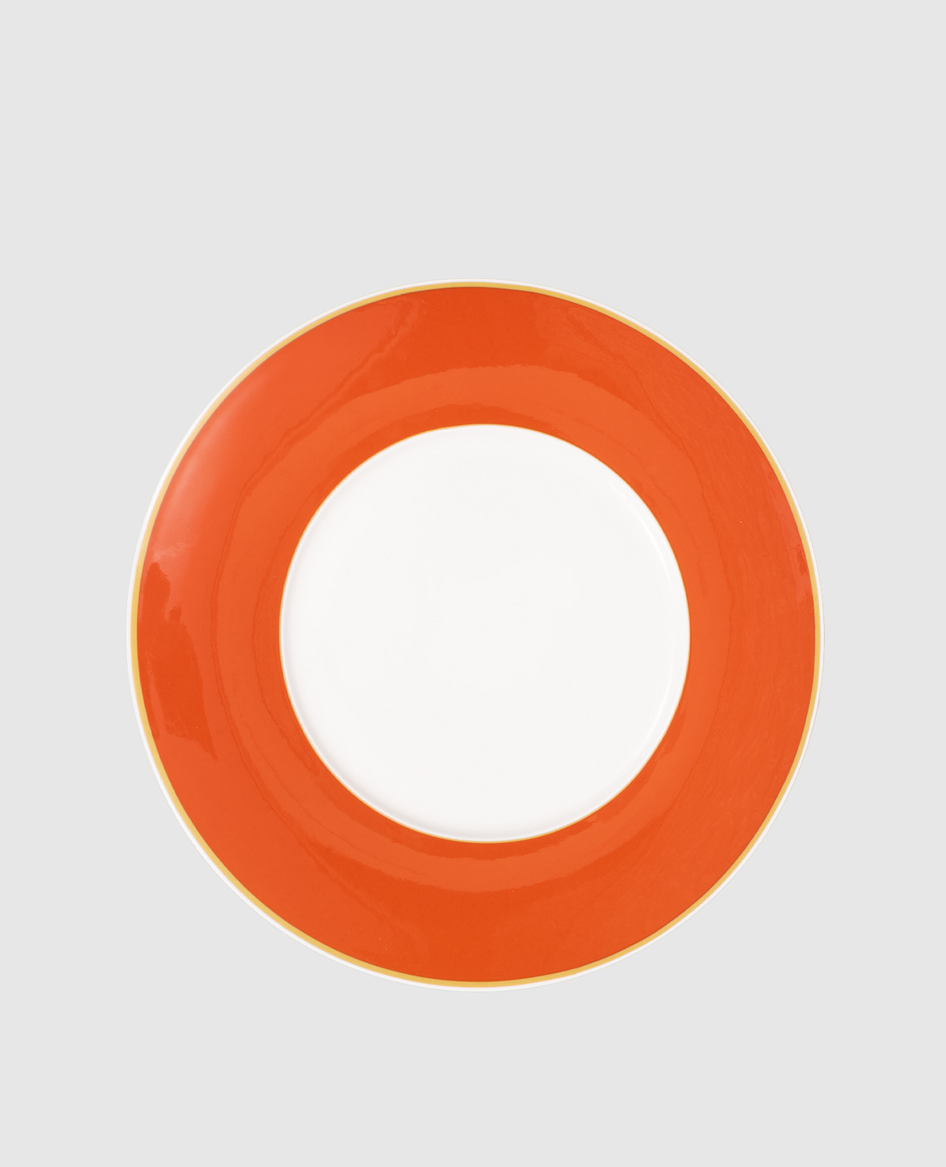 Белая фарфоровая сервировочная тарелка Striche Arancio e Oro