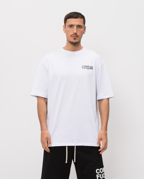 Comme des Fuckdown Біла футболка з контрастним принтом логотипа та емблеми FMS6CFABM01995