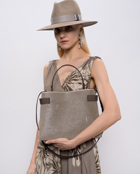 Brunello Cucinelli Замшева сумка кольору хакі Essence з люрексом та ланцюжком моніль MBDGD2503