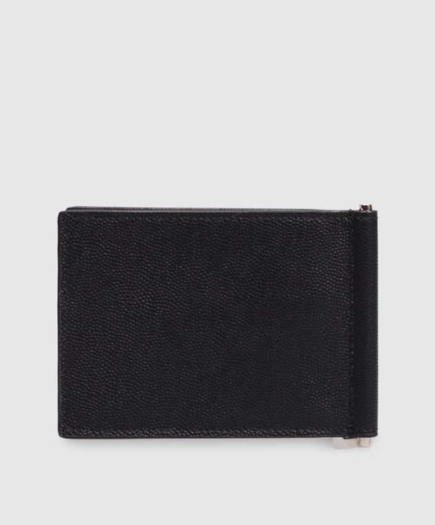 Saint Laurent Чорне шкіряне портмоне із затискачем для купюр 378005BTY0N зображення 2
