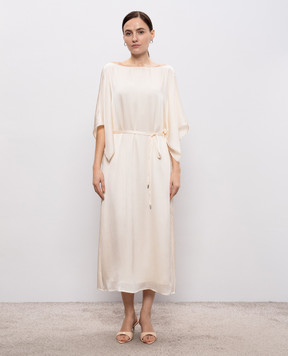 Peserico Бежевое платье миди с поясом E0239001516