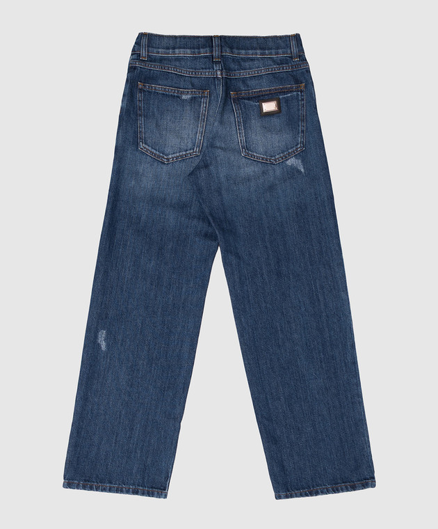 Dolce&Gabbana Детские синие джинсы с эффектом потертости L42F88LDD5326 изображение 2