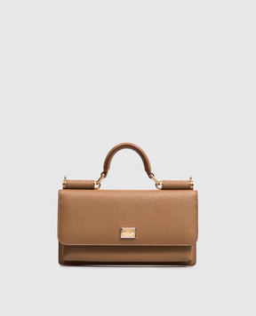 Dolce&Gabbana Коричнева шкіряна сумка-міні Dauphine BI3280A1001