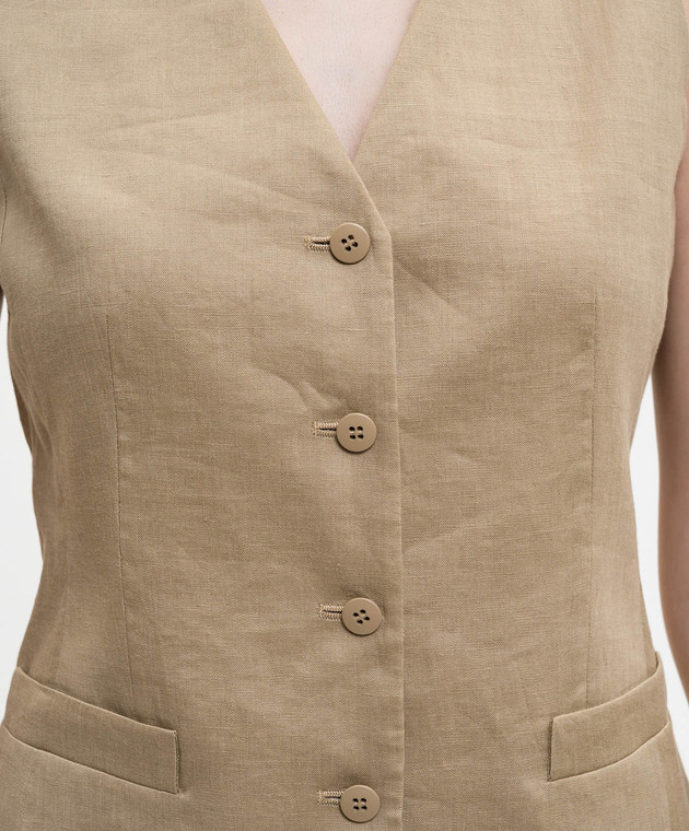 Max Mara Коричневый жилет CARNET из льна MSTCARNET изображение 5