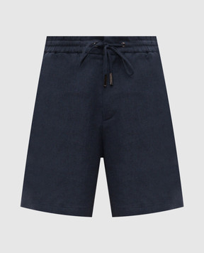 Iceberg Сині шорти з льоном з логотипом D0403625