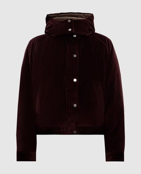 Brunello Cucinelli Бордова вельветова пухова куртка MA1807834