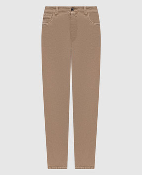 Brunello Cucinelli Бежевые джинсы с логотипом патча MB057P5319