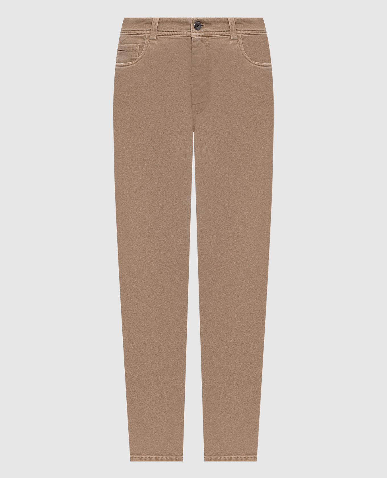 Бежевые джинсы с логотипом патча