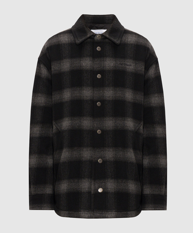 Off-White Сіре пальто в стилі сорочки в клітинку 44MER09TF26F001
