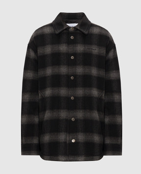Off-White Сіре пальто в стилі сорочки в клітинку 44MER09TF26F001