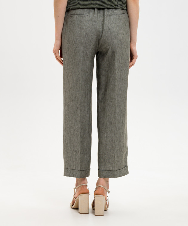 Peserico Серые брюки из льна с отворотами P0430102629 изображение 4