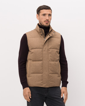 Canali Коричневый пуховый жилет из шерсти SG03516O41123