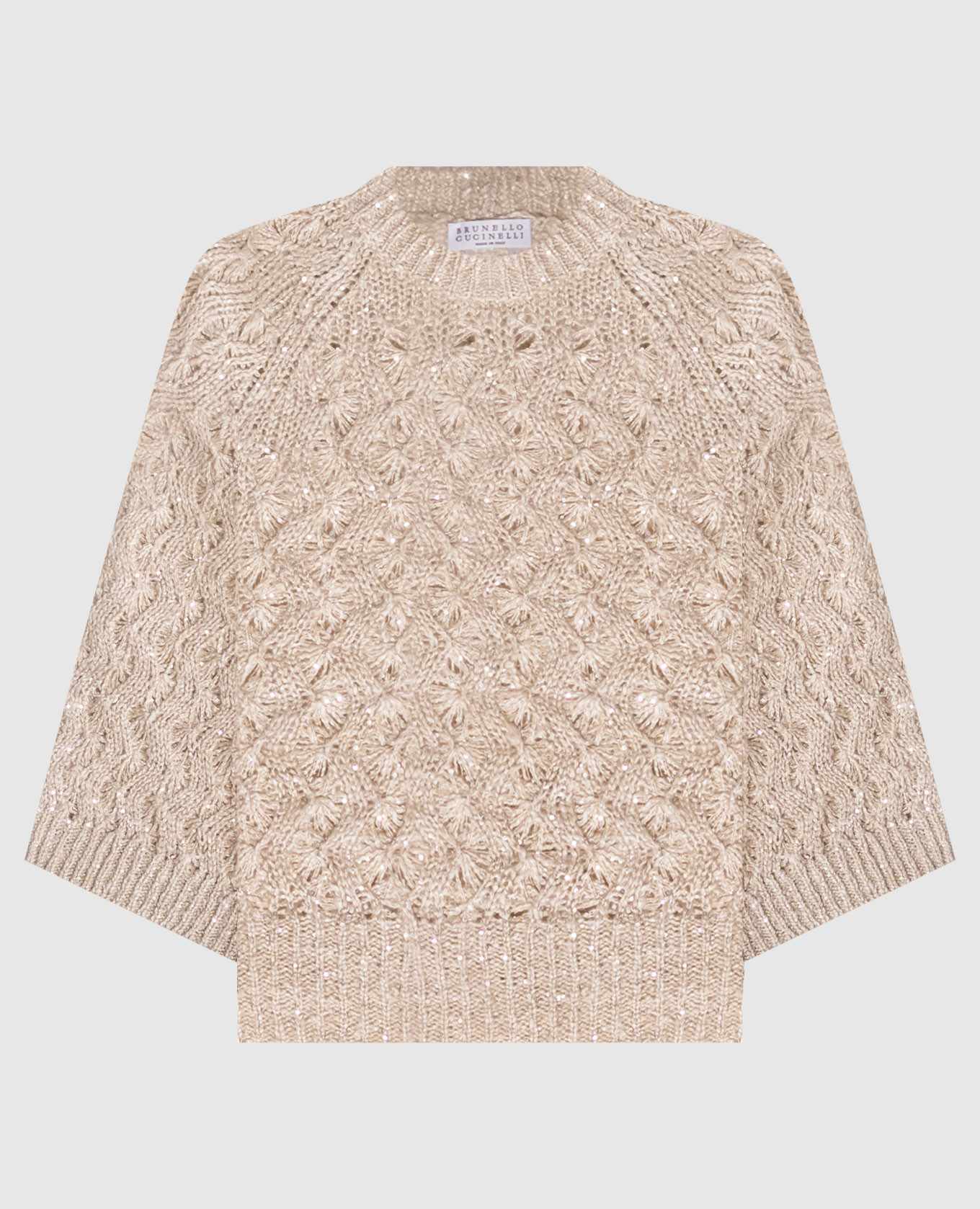 Бежевый джемпер с шелком и льном