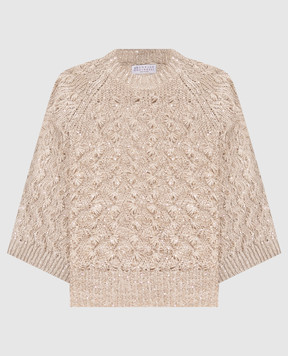 Brunello Cucinelli Бежевий джемпер з шовком та льоном MEA371100