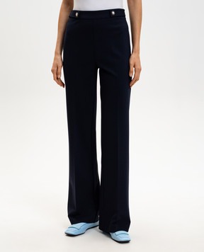 Twinset Синие брюки клеш с логотипом 261TP2144