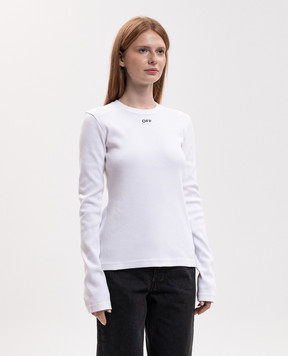 Off-White Лонгслів в рубчик кольору айворі 2FB00674T