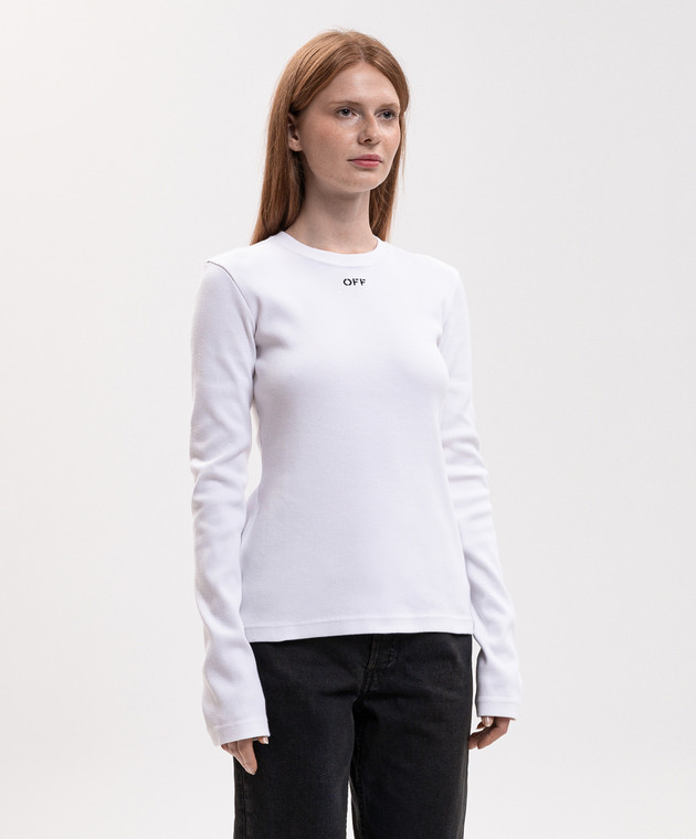 Off-White Лонгслів в рубчик кольору айворі 2FB00674T зображення 3