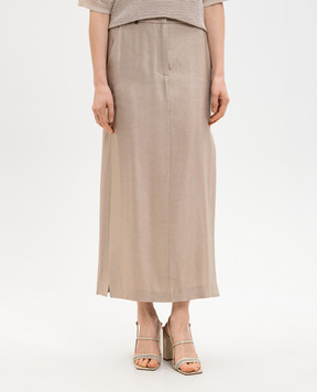 Peserico Бежевая юбка с леном P05143Z01921